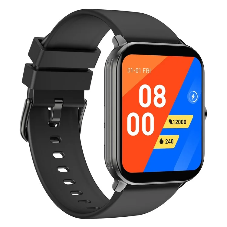 KW105 1.69 inch TFT Smart Watch Bluetooth-compatible Call Wrist Watch IP68 Waterproof Sports Bracelet with Heart Rate Monitoring - Black