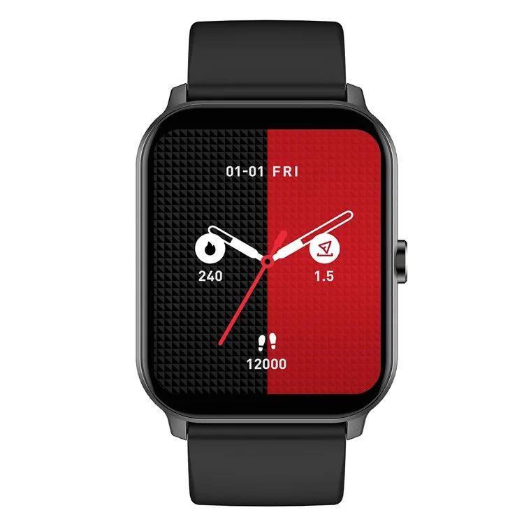KW105 1.69 inch TFT Smart Watch Bluetooth-compatible Call Wrist Watch IP68 Waterproof Sports Bracelet with Heart Rate Monitoring - Black
