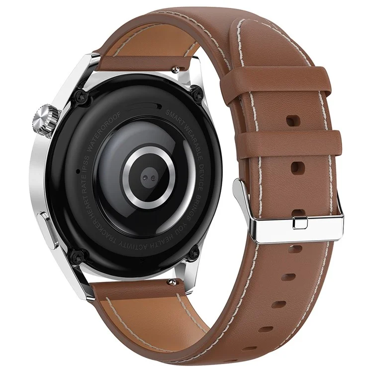 Ak03pro Smart Watch Monitor Monitor Fitness Tracker IP67 Водонепроницаемый Браслет Bluetooth Call, Кожаный Ремешок - Коричневый