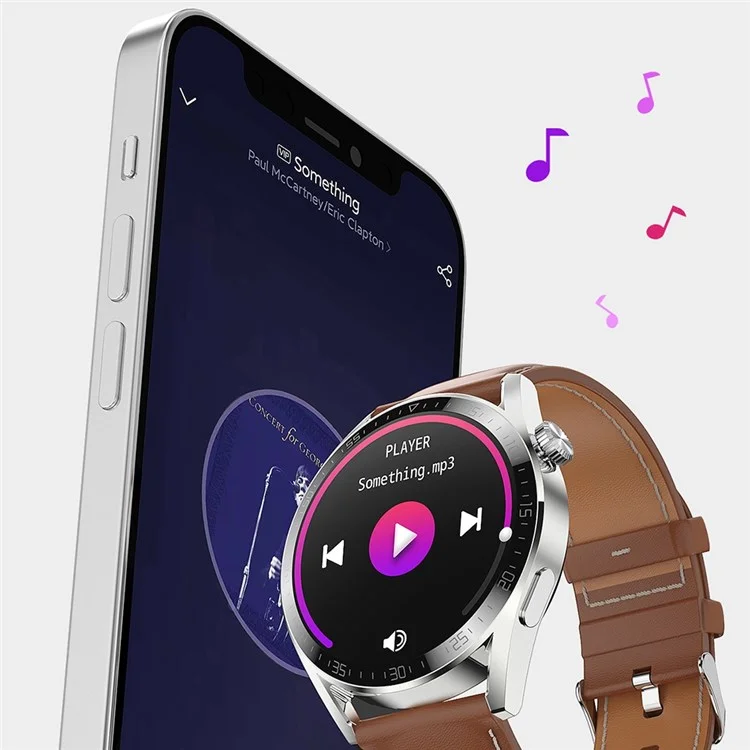 Ak03pro Smart Watch Monitor Monitor Fitness Tracker IP67 Водонепроницаемый Браслет Bluetooth Call, Кожаный Ремешок - Коричневый