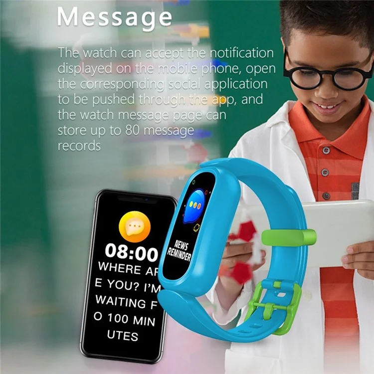 T16 0,96 Pollici di Touch Screen Per Bambini Sport Smart Waterproof Sleep Fissaggio Monitoraggio Della Frequenza Cardiaca Student Wristband - Rosa