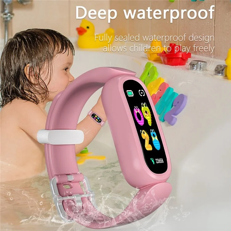 T16 0.96 inch Touch Screen Kids Sport Smart Watch Waterproof Sleep Heart Rate Monitoring Student Smart Wristband - Pink