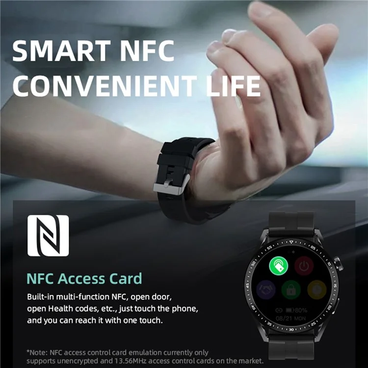 Hw3pro NFC Smartwatch Actividad Impermeable Rastreador Sports 24 h Monitoreo de Presión Arterial Monitoreo Inteligente - Negro