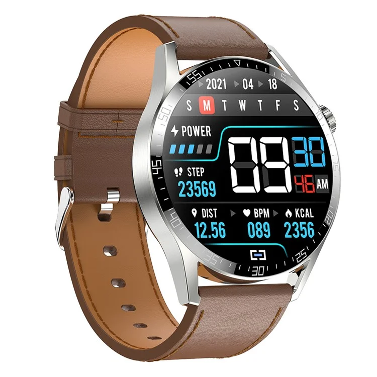 Soporte de Brazalete Inteligente H40 1.28 Pulgadas HD Bluetooth Calling Health Watch Con Frecuencia Cardíaca, Presión Arterial, Monitoreo de Oxígeno en Sangre - Cuero Marrón