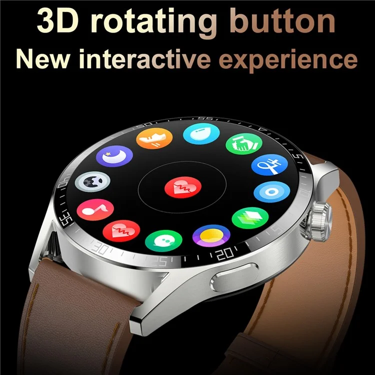 Soporte de Brazalete Inteligente H40 1.28 Pulgadas HD Bluetooth Calling Health Watch Con Frecuencia Cardíaca, Presión Arterial, Monitoreo de Oxígeno en Sangre - Cuero Marrón