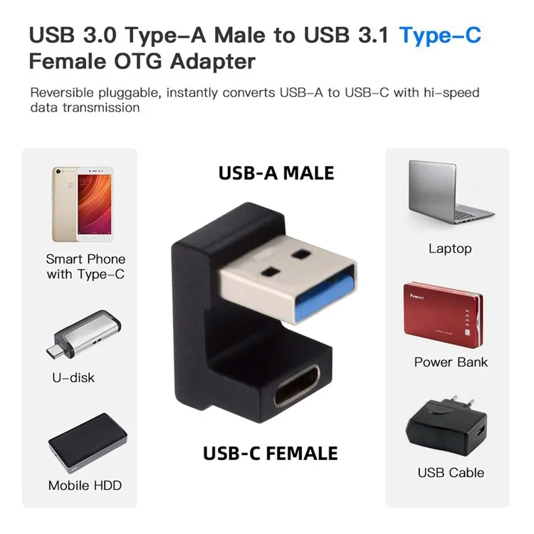 UC-067-OS Type-C Weiblich auf USB-A Männlich 10Gbps Datentransfer-Adapter USB 3.0 U-förmiger Anschluss