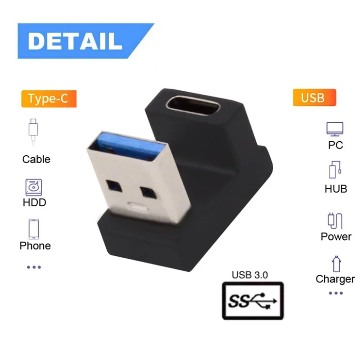 UC-067-OS Type-C Weiblich auf USB-A Männlich 10Gbps Datentransfer-Adapter USB 3.0 U-förmiger Anschluss