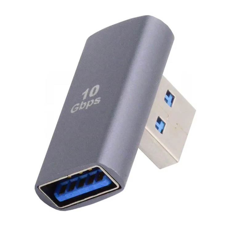 Adaptateur d'alimentation et de transfert de données USB3.0 mâle vers femelle U3-018-LP 10 Gbps, connecteur incliné à 90 degrés sur le côté gauche