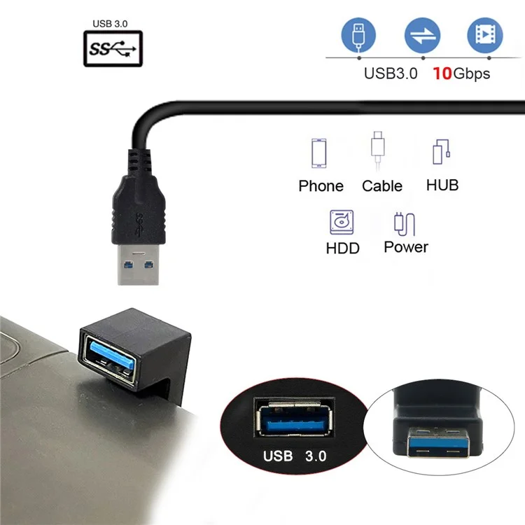 U3-018-OS 10Gbps USB3.0 Male to Female Extension Power Data Transfer Adapter U Shape Connector