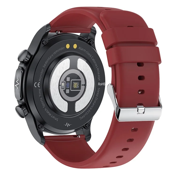 E400 1,39" Smartwatch Touch Screen HD Resistente all'acqua Orologio sportivo ECG+PPG Monitoraggio della salute con misurazione della temperatura corporea e dell'ossigeno nel sangue (Cinturino in TPU) - Rosso 