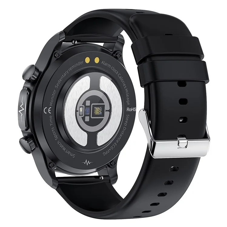 Pulsera inteligente con pantalla táctil HD de 1,39 pulgadas, resistente al agua, reloj deportivo con ECG+PPG, monitor de temperatura corporal y saturación de oxígeno en sangre (correa de TPU) - Negro