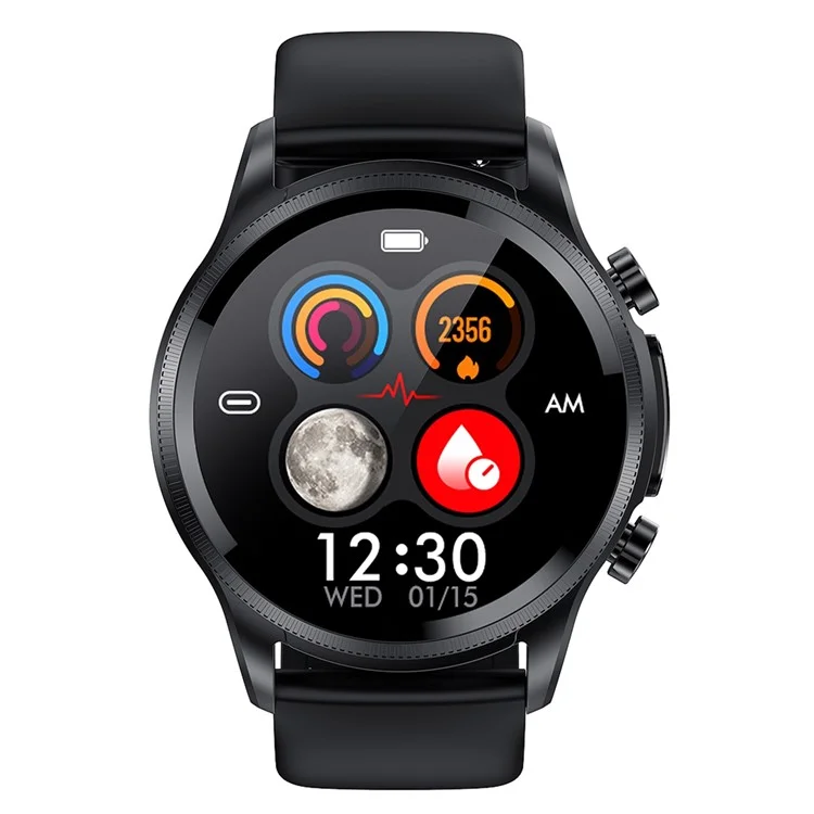 Pulsera inteligente con pantalla táctil HD de 1,39 pulgadas, resistente al agua, reloj deportivo con ECG+PPG, monitor de temperatura corporal y saturación de oxígeno en sangre (correa de TPU) - Negro