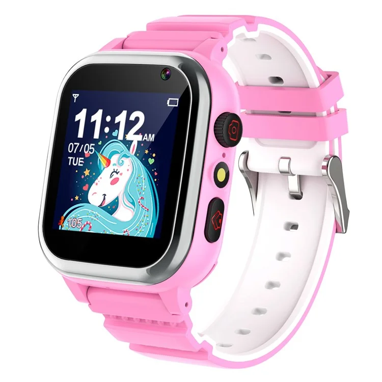 D02T 1,44 Pouces HD Tactile Smart Watch Smart Avec 26 Mini-jeux Bracelet Électrique de Sangle de Silicone Pour Les Enfants - Rose