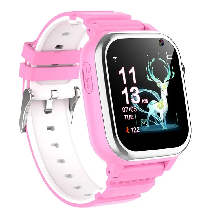 D02T 1,44 Pouces HD Tactile Smart Watch Smart Avec 26 Mini-jeux Bracelet Électrique de Sangle de Silicone Pour Les Enfants - Rose