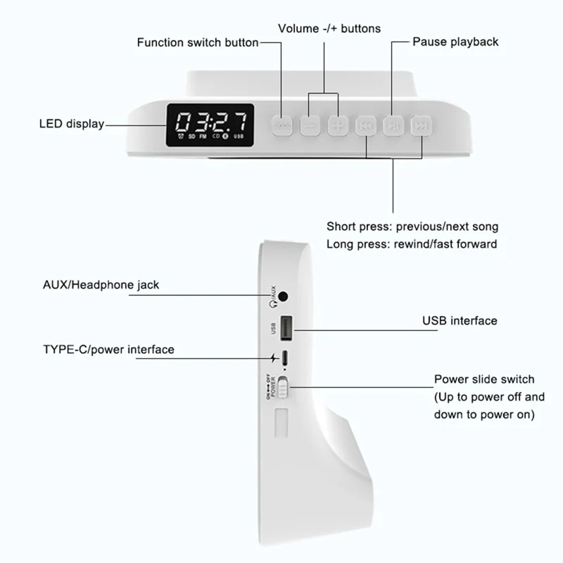 KECAG KC-806C Home CD Player Repeat Function Bluetooth-compatible Player with LED Display Support CD, CDR, CD-RW, MP3-CD, WMA-CD (Not Support TV) - Pink / US Plug