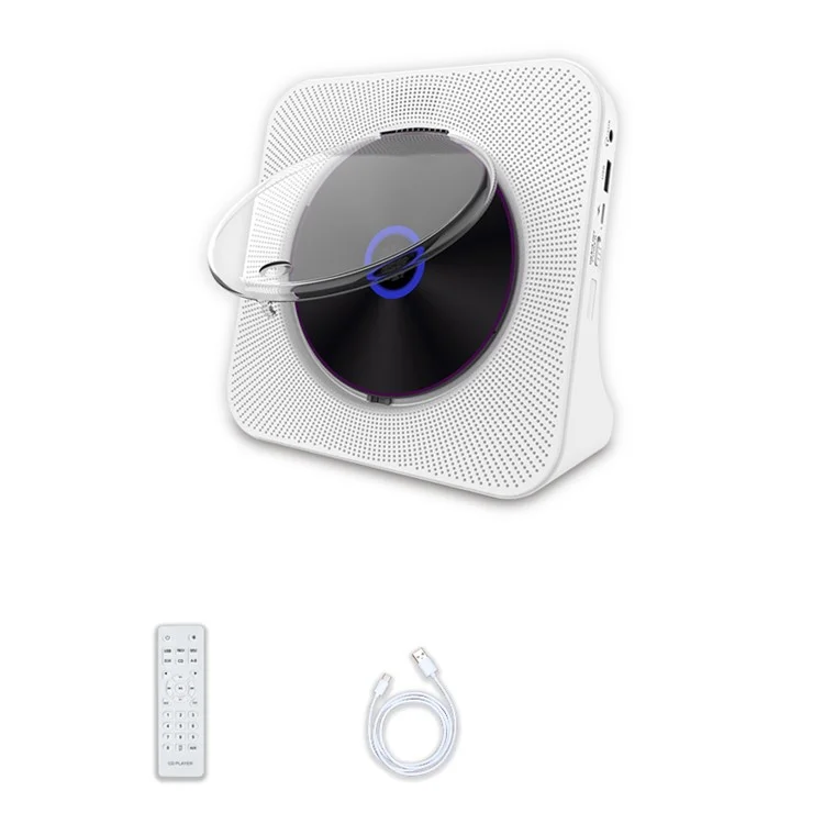 KECAG KC-806C Lecteur CD domestique avec fonction de répétition Lecteur Bluetooth avec affichage LED prenant en charge CD, CDR, CD-RW, MP3-CD, WMA-CD (non compatible TV) - Blanc / Prise EU