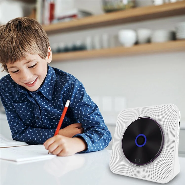 KECAG KC-806C Lecteur CD domestique avec fonction de répétition Lecteur Bluetooth avec affichage LED prenant en charge CD, CDR, CD-RW, MP3-CD, WMA-CD (non compatible TV) - Blanc / Prise EU
