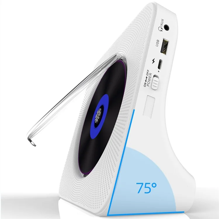 KECAG KC-806C Lecteur CD domestique avec fonction de répétition Lecteur Bluetooth avec affichage LED prenant en charge CD, CDR, CD-RW, MP3-CD, WMA-CD (non compatible TV) - Blanc / Prise EU
