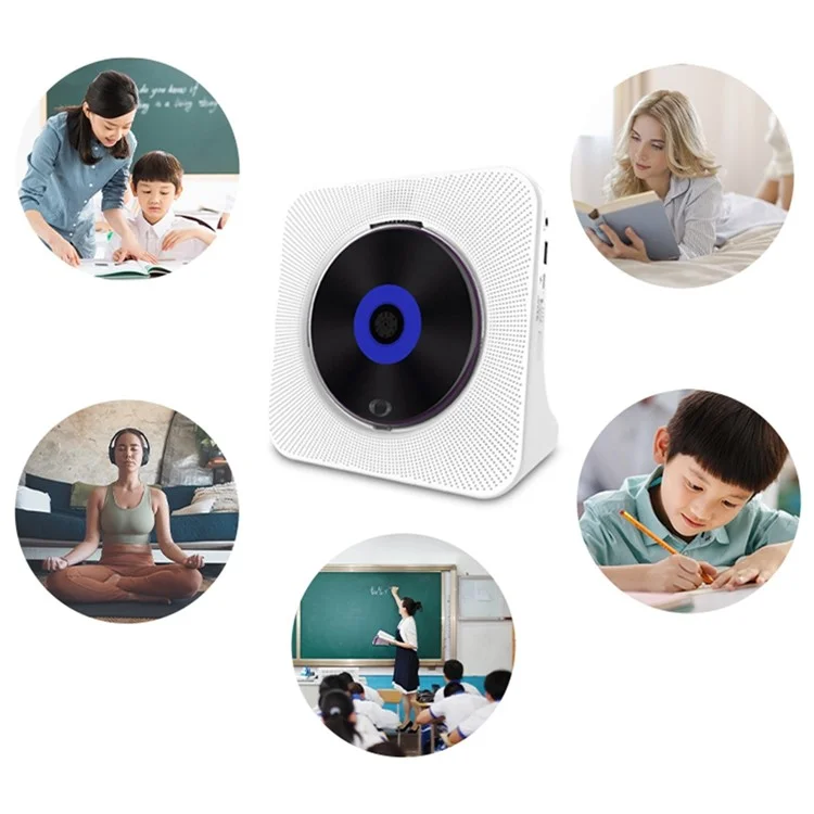 KECAG KC-806C Home CD Player Repeat Function Bluetooth-compatible Player with LED Display Support CD, CDR, CD-RW, MP3-CD, WMA-CD (Not Support TV) - White / AU Plug
