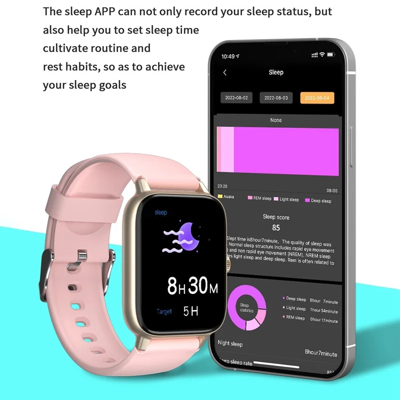 TW2 1,8 inch Scherm Smartwatch met NFC-functie IP67 Waterdichte Fitnessarmband Multifunctionele Gezondheidswatch met Hartslagmeting - Roze