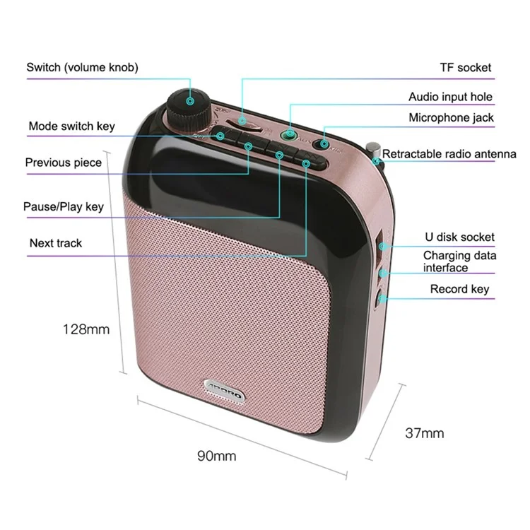 APORO T9UHF Amplificatore vocale senza fili Bluetooth UHF Microfono portatile Amplificatore audio per insegnanti, guide turistiche, allenatori, presentazioni - Blu
