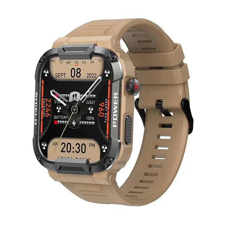MK66 Smart Sports Bracelet 1.85" IPS Screen Smart Watch IP68 Waterproof Fitness Watch with Heart Rate Monitoring, Weather Forecast - Yellow