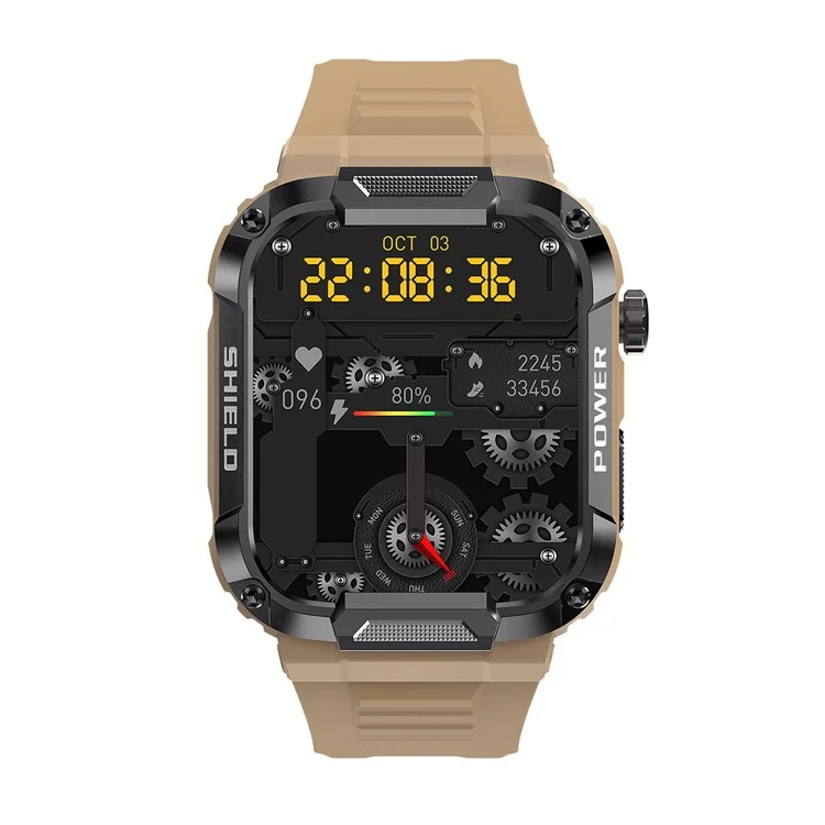 MK66 Smart Sports Bracelet 1.85" IPS Screen Smart Watch IP68 Waterproof Fitness Watch with Heart Rate Monitoring, Weather Forecast - Yellow