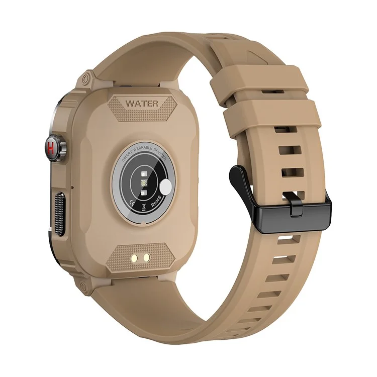 MK66 Smart Sports Bracelet 1.85" IPS Screen Smart Watch IP68 Waterproof Fitness Watch with Heart Rate Monitoring, Weather Forecast - Yellow