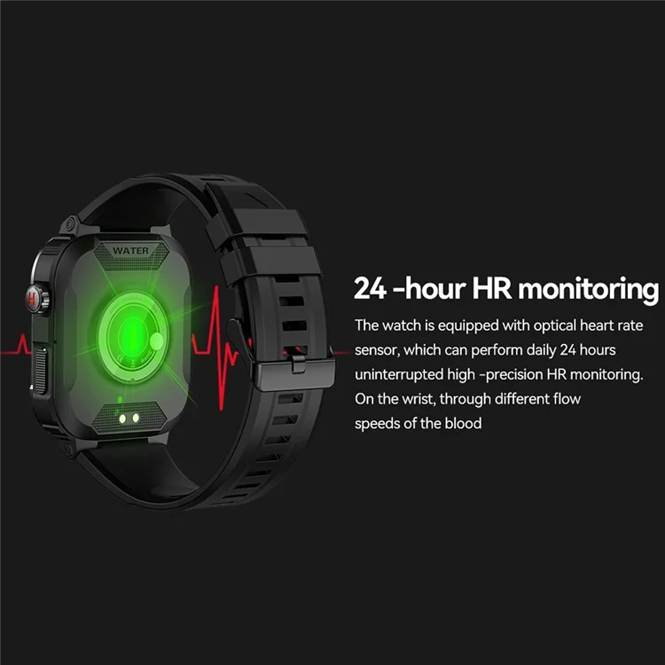 MK66 Smart Sports Bracelet 1.85" IPS Screen Smart Watch IP68 Waterproof Fitness Watch with Heart Rate Monitoring, Weather Forecast - Yellow