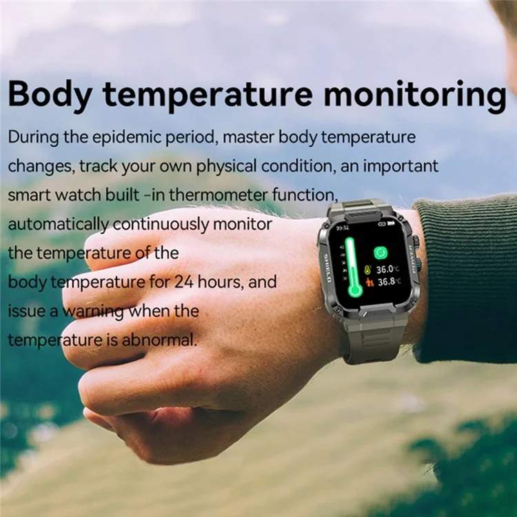 MK66 Smart Sports Bracelet 1.85" IPS Screen Smart Watch IP68 Waterproof Fitness Watch with Heart Rate Monitoring, Weather Forecast - Yellow