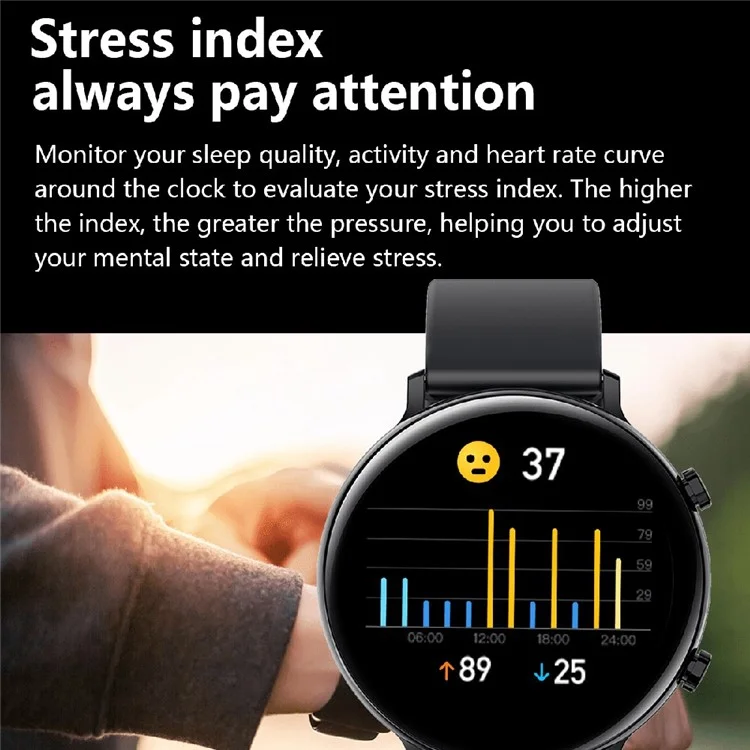 GW33S 1.28 Pulgadas Smart Watch IP67 Pulsera de Fitness Impermeable Matrimonio de Salud Multifuncional Con Frecuencia Cardíaca Monitoreo de Oxígeno Sanguíneo - Negro