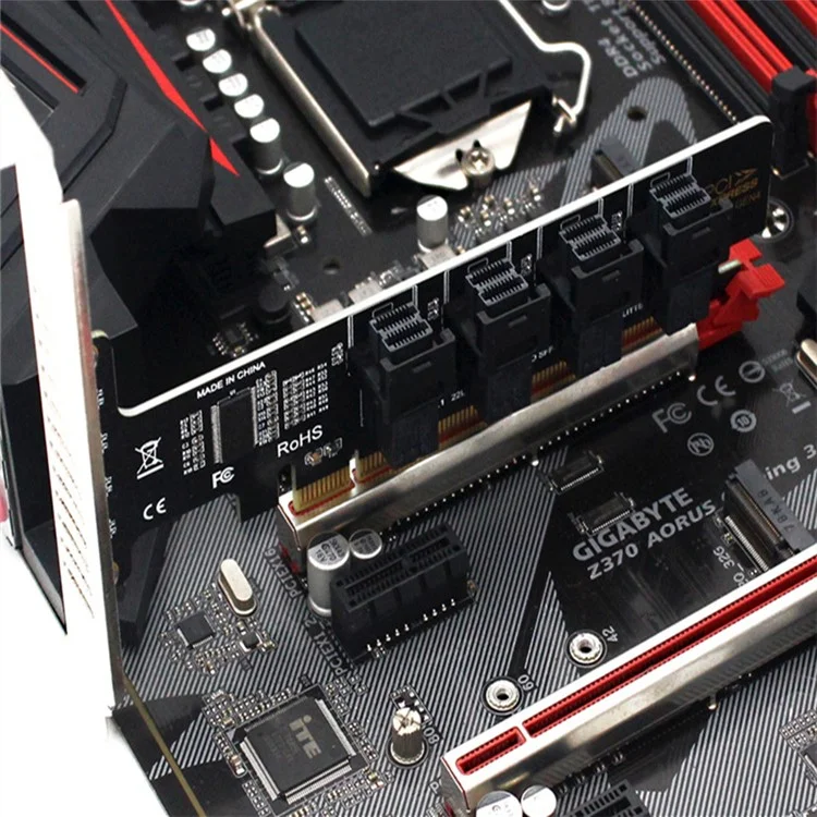 U2 PCIE 4.0 to 4 Ports U.2 NVME SFF-8643 Expansion Card Mainboard SSD Adapter