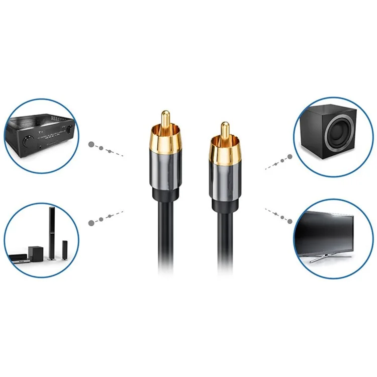 3 Meters Digital Audio Cable RCA Coaxial 75 Ohm SPDIF Stereo AUX Cord for Sound Amplifier, Speaker