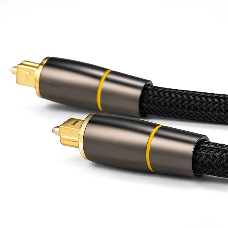 2m SPDIF 5.1 Sound Channel Optical Cable 24K Gold-Plated Optical Audio Line Digital Toslink Wire for Xbox, TV, Soundbar (Yellow Ring)