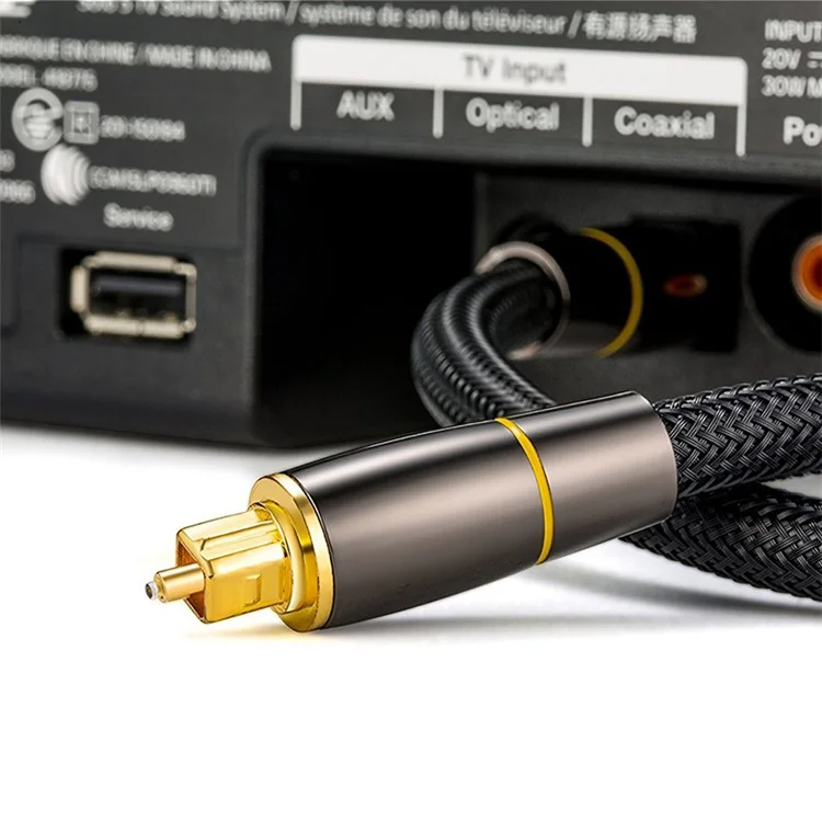 3 Meters Digital Fiber Optical Audio Cable SPDIF Output 5.1 Sound Channel Connection Wire TV DVD 24K Gold-plated Connector Line (Yellow Ring)
