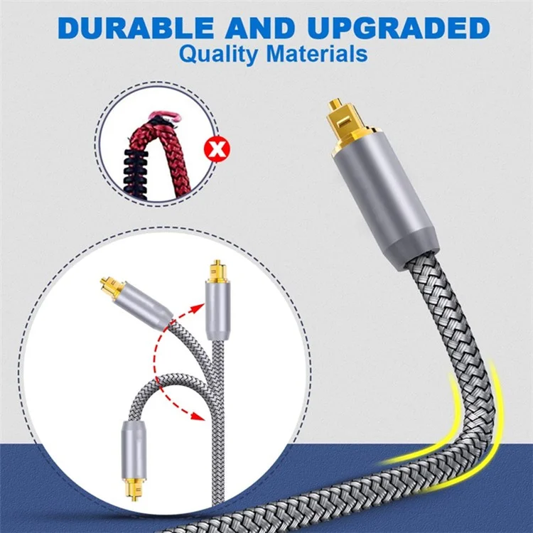 2m Connector de Connecteur Plaqué or Câbles Audio Optiques Numériques / Ligne Toslink Tressée en Nylon de Sortie PDIF (style A)