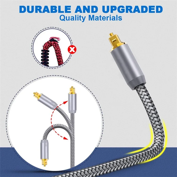 3 Meters Digital Optical Audio Cable S / PDIF Output Nylon Braided 24K Gold-Plated Toslink Line for TV Blu-ray Player (Style A)
