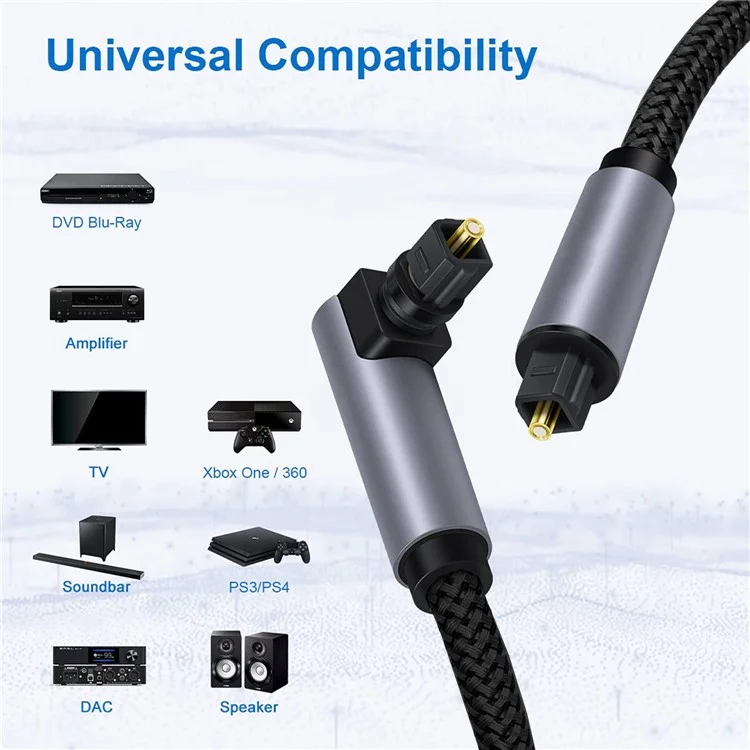 Cavo audio digitale ottico Toslink a Toslink da 1 m, connettore placcato in oro SPDIF Coassiale