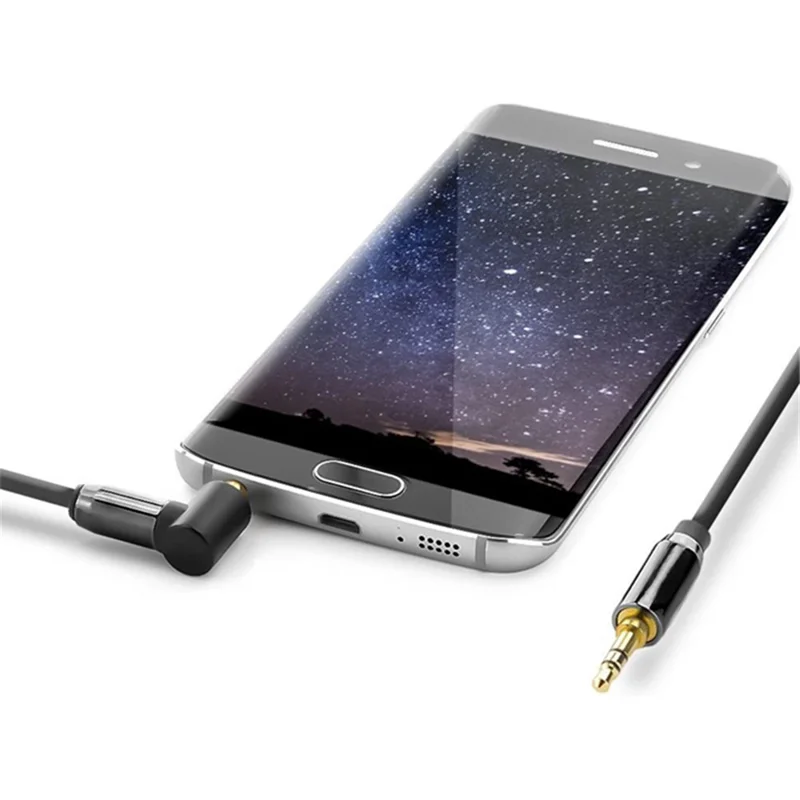 10m Audio Male to Male Cable L-Shaped Angled Car Stereo 3.5mm AUX Extension Cord for Cell Phones, Speakers