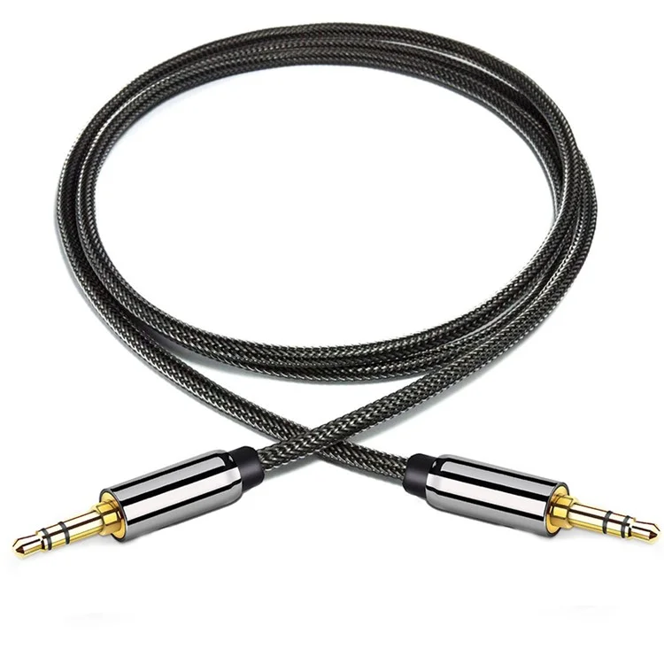 1m Nylon Braided Aux 3.5mm Male to Male Cable Audio Adapter Cord for Headphone, Car, Home Stereos, Speaker
