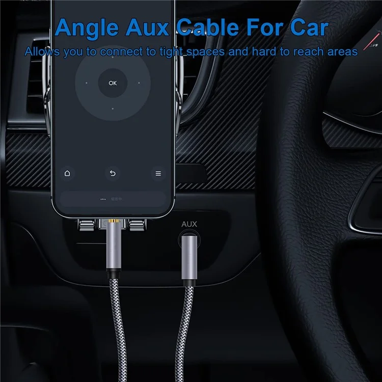 Cavo audio da 1m 3,5 mm maschio a maschio Elbow HiFi Stereo Aux Braided TRRS Extension Cable
