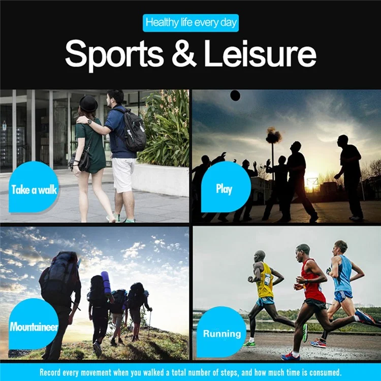 HONHX 9540-1687 Digital Smart Watch 24-hours Activity Tracker 30m Waterproof Sports Wristwatch for Apple / Android - Blue