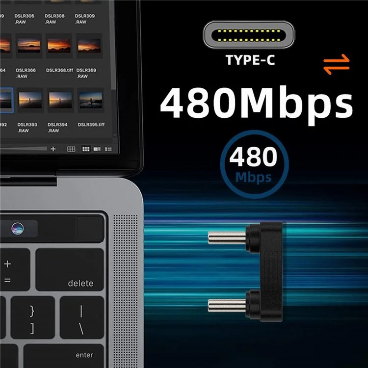 UC-009-MM Gomito a forma di U Adattatore USB-C a doppia testa 480Mbps Trasmissione veloce Maschio Type-C a Maschio Accoppiatore Estensore Convertitore