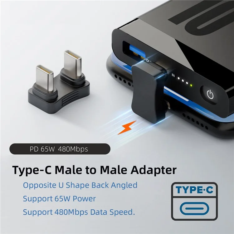 UC-009-MM Gomito a forma di U Adattatore USB-C a doppia testa 480Mbps Trasmissione veloce Maschio Type-C a Maschio Accoppiatore Estensore Convertitore