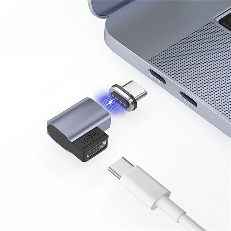 Магнитный USB-C адаптер с наклонным дизайном, 11-контактный мини-адаптер Type-C, поддерживающий PD 100 Вт 5A быстрая зарядка, скорость передачи данных 480 Мбит/с для ноутбуков MacBook