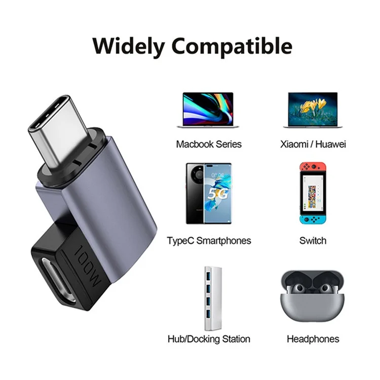 Магнитный USB-C адаптер с наклонным дизайном, 11-контактный мини-адаптер Type-C, поддерживающий PD 100 Вт 5A быстрая зарядка, скорость передачи данных 480 Мбит/с для ноутбуков MacBook