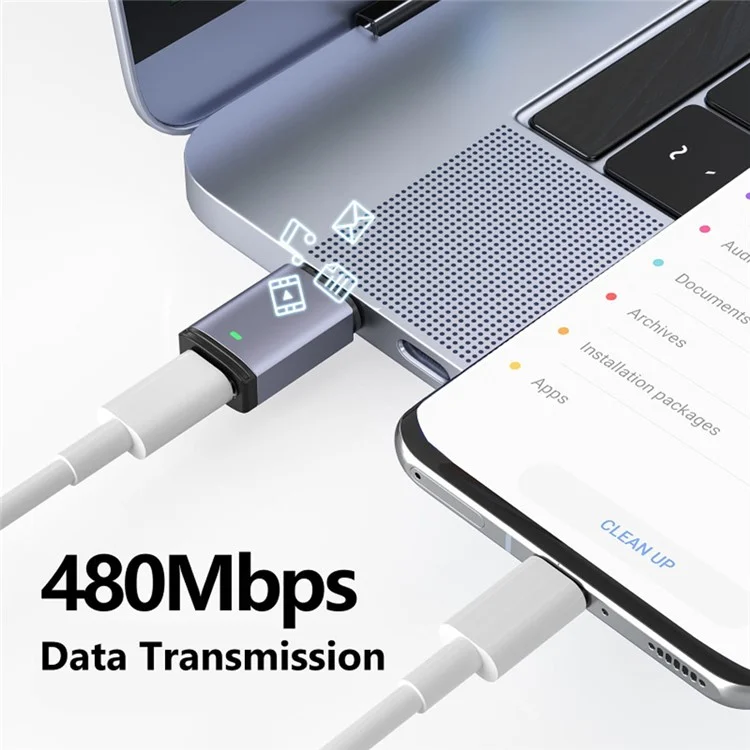 Straight Head 480Mbps Data Transfer Type-C Male to Type-C Female Adapter PD 100W Fast Charge USB-C Expansion Converter for MacBook Laptop