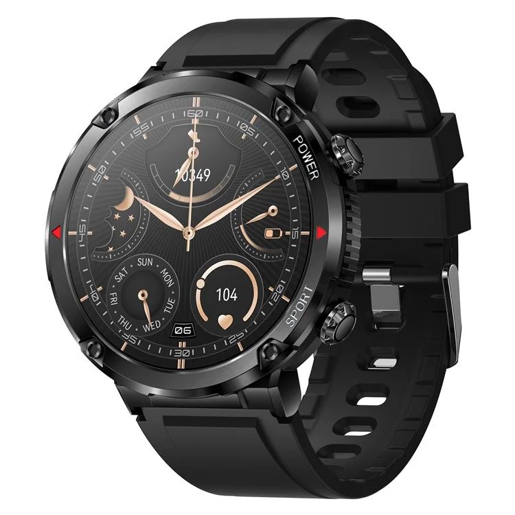 Bracelet connecté intelligent T30 HD de 1,6 pouces Bluetooth Appel Montre IP68 Étanche Montre de sport avec surveillance du rythme cardiaque, de l'oxygène sanguin - Noir