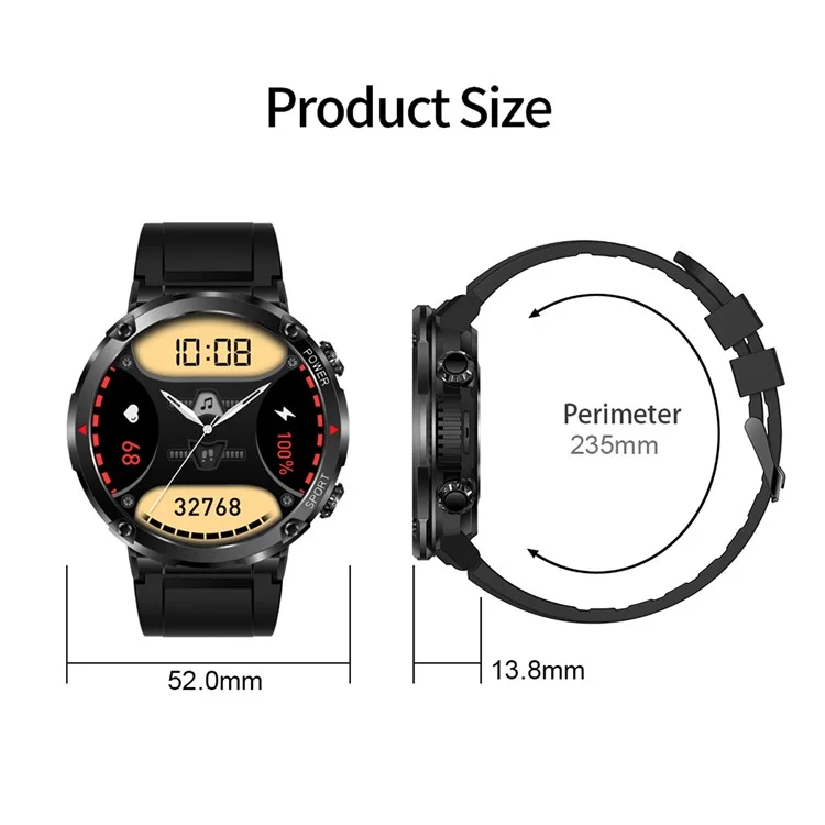 Bracelet connecté intelligent T30 HD de 1,6 pouces Bluetooth Appel Montre IP68 Étanche Montre de sport avec surveillance du rythme cardiaque, de l'oxygène sanguin - Noir