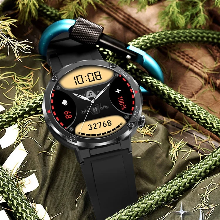 Bracelet connecté intelligent T30 HD de 1,6 pouces Bluetooth Appel Montre IP68 Étanche Montre de sport avec surveillance du rythme cardiaque, de l'oxygène sanguin - Noir